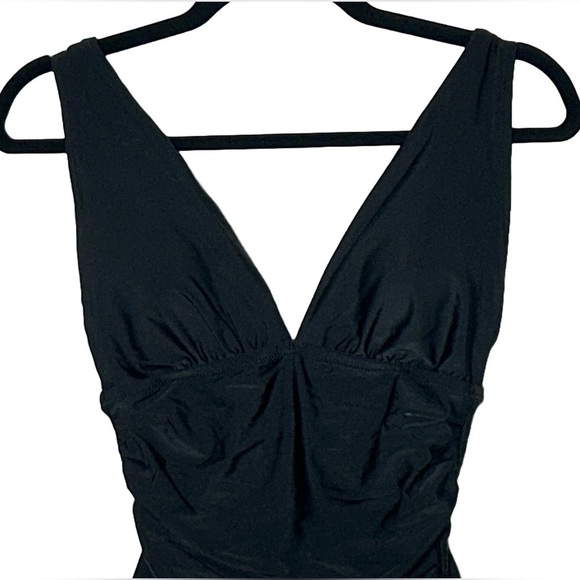 NWT J. Crew Factory Black Ruched Plunge One-Piece Swimsuit, Size Small - Picture 7 of 16